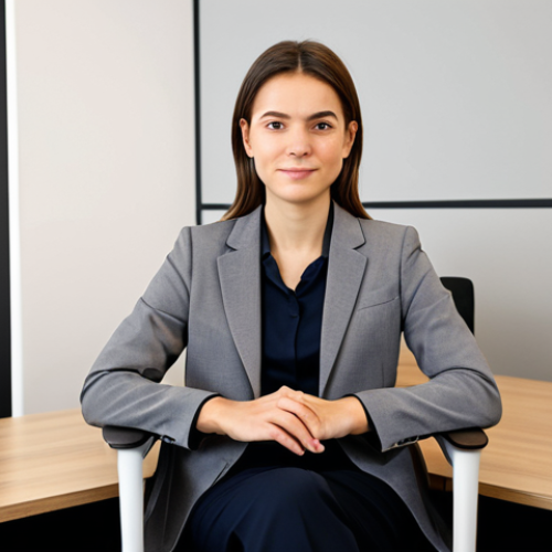 A young professional female psychologist in a modest business suit, fully clothed, appropriate attire, seated attentively in a modern, warm, and inviting therapy office. She is focused, displaying a calm, empathetic expression, with perfect anatomy, correct proportions, and a natural pose. Well-formed hands, proper finger count, natural body proportions. Soft natural lighting, professional photography, safe for work, appropriate content, professional, high quality.