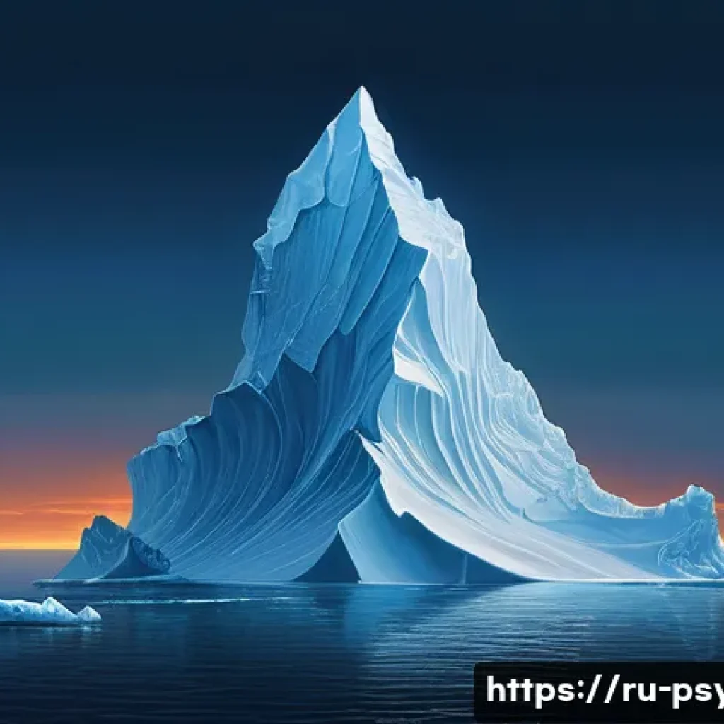 정신분석학 - **Prompt for "The Iceberg of the Psyche"**:
A surreal, high-definition digital painting depictin...