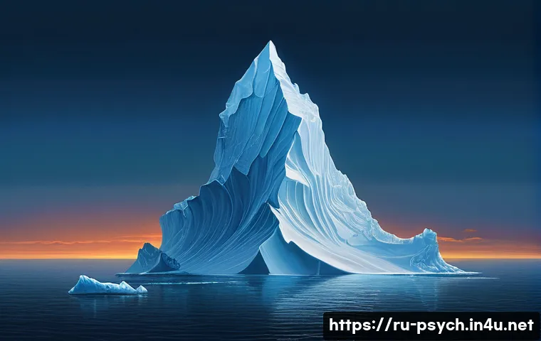 정신분석학 - **Prompt for "The Iceberg of the Psyche"**:
A surreal, high-definition digital painting depictin...