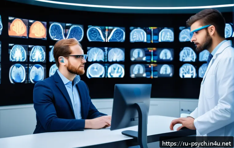 심리학의 혁신적인 변화 - A modern neuroscience laboratory scene showing a diverse group of adult researchers using advanced b...