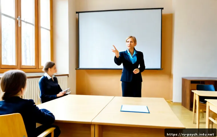 Home 17 심리학 교수 역할 - Photorealistic psychology professor in a contemporary Moscow university classroom, a thoughtful midd...